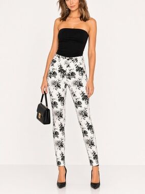 TALL GIRLS! WHBM White House Black Market Blanc Floral Skinny Jeans 2 Long